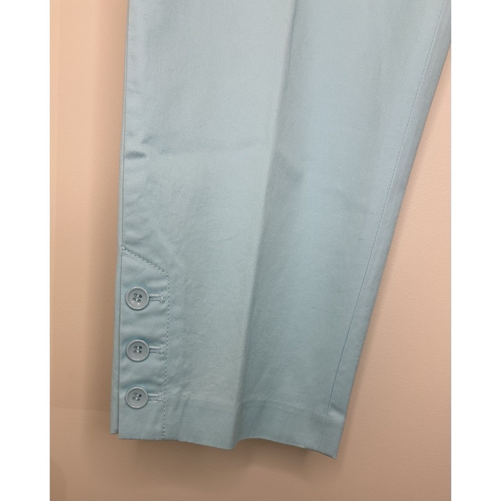 TALBOTS Blue Perfect Crop Curvy Pleated Classic Pants Ankle Accent Womens 12 - Picture 3 of 6